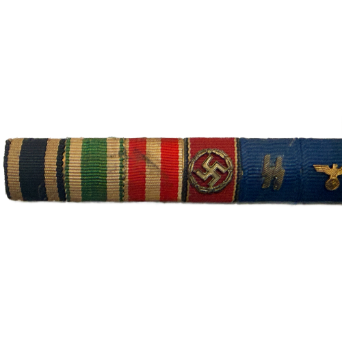 WW2 German Tiird Reich SS Ribbon Bar with 8 Ribbon Decorations (Original) - Photo 5