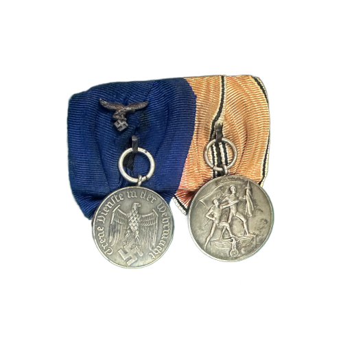 German Parade Mounted 4 Year Long Service Award With Eagle Luftwaffe And Entry into Austria Medal