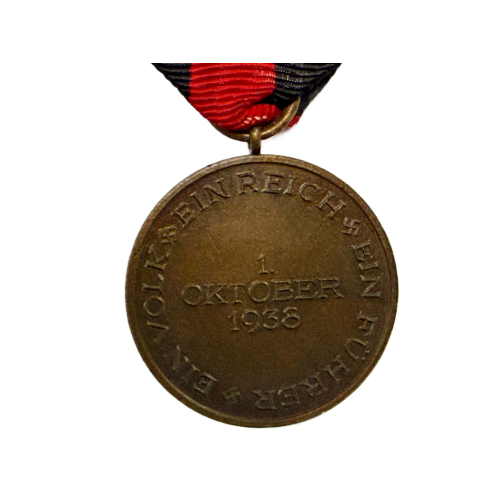 German Entry Into Sudetenland Commemorative Bronze Medal of 1st October 1939 And Prague Castle Bar and Ribbon