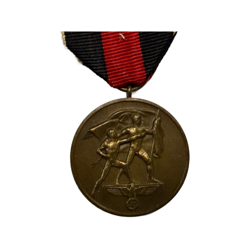 German Entry Into Sudetenland Commemorative Bronze Medal of 1st October 1939 And Prague Castle Bar and Ribbon