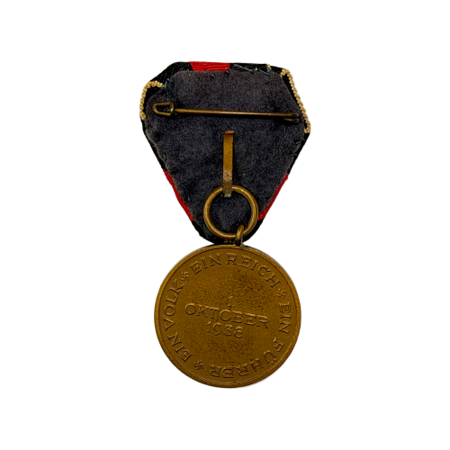 WW2 German Commemorative Bronze Medal of 1st October 1938 and Ribbon Mount 