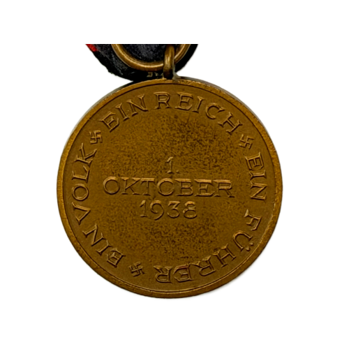 WW2 German Commemorative Bronze Medal of 1st October 1938 and Ribbon Mount (Original) - Photo 5