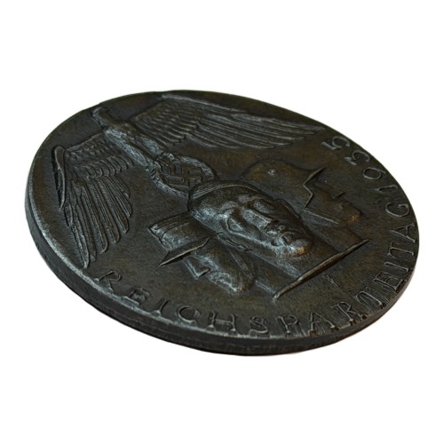German NSDAP 1935 National Party Day Badge (Reichsparteitagabzeichen) by Fechler Bernsbach. 