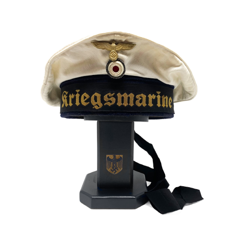 German SS-Sigrunnen Laser Engraved Black Lacquered Hardwood  Helmet/Visor Display Stand with Adjustible Shaper/Stretcher Insert (New) - Photo 5