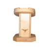 Light Oak Laser Engraved Hardwood Pulpit Style Helmet/Visor Display Stand with Adjustible Shaper/Stretcher Insert 
