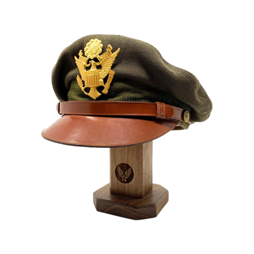 Dark Oak Laser Engraved Hardwood Pulpit Style Helmet or Visor Display Stand 