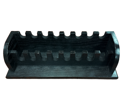 Black Lacquered Hardwood 8 Pistol Table Top Display Stand with Felt Inserts