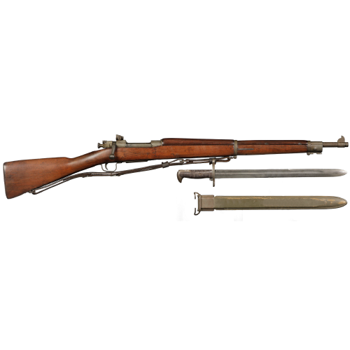 World War II U.S. 1943 Remington Model 1903-A3 Bolt Action Caliber 30-06 Rifle with Bayonet & leather sling for Sale