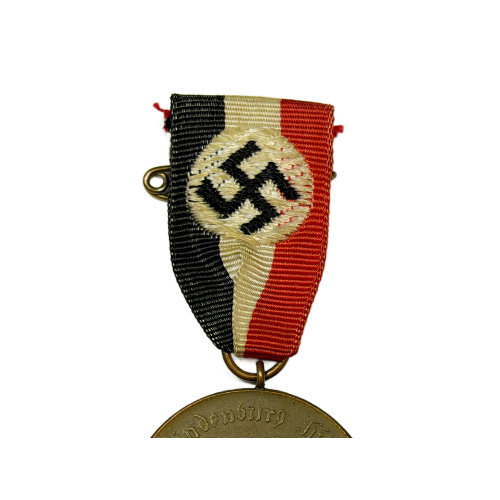 German 1933 Hindenburg/Hitler Unity Medel In Bronze with National Tri-Color Ribbon Pinback Hanger.  (Original) - Photo 4