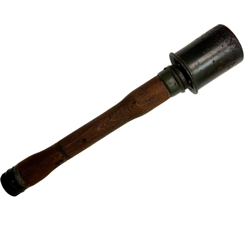 WW2 Original German 1939 M24 Stick Grenade Inert with Wooden Handle and Metal Head Marked RR564