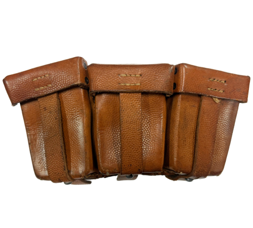 WW2 Original German K98 Light Brown Pebble Grain Afrika Korps Ammunition Pouch By RBNr for Sale
