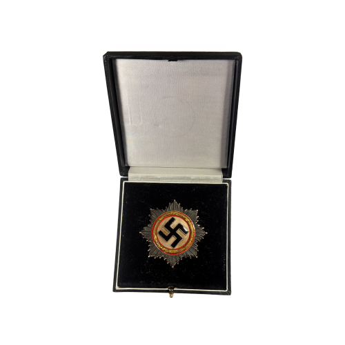 WW2 Original German Deutsches Kreuz Cross in Gold Award Metal Badge By C.F. Zimmermann Marked L52 