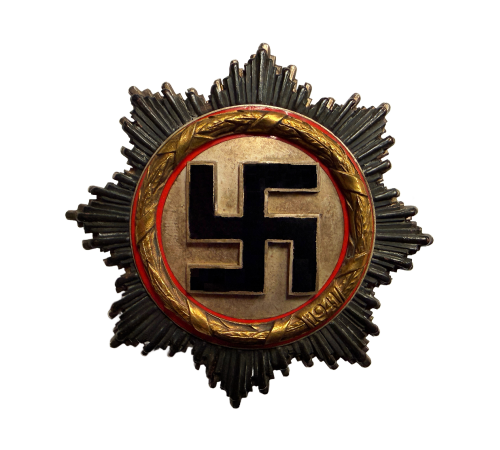 WW2  Original German Deutsches Kreuz Cross  in Gold Award Metal Badge By C.F. Zimmermann for Sale