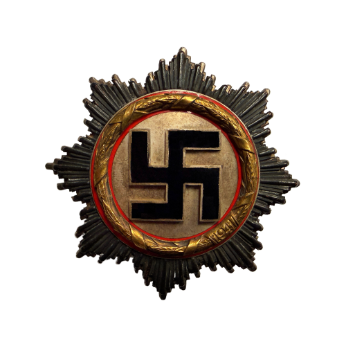 WW2 German Deutsches Kreuz Cross in Gold Award Metal Badge By C.F. Zimmermann Marked L52 (Original) - Photo 1