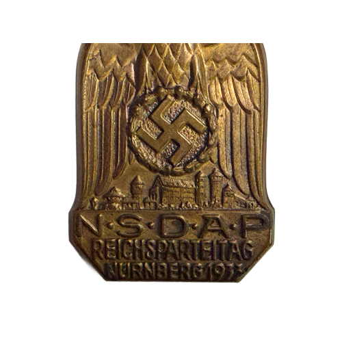 German 1933 NSDAP Reichsparteitag Nuremberg Rally Badge in Hollow-backed Brass (Original) - Photo 3
