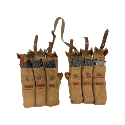 WW2 German MP44 Sturmgewehr 3 Pocket Ammunition Pouch Set with Six 30 Round MP44 Magazines Manufactured by Fxo, q/w, with Marked Waffenampt (Original) - Photo 1