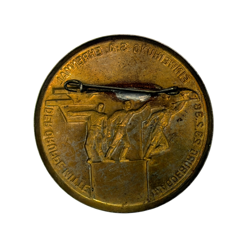  German Third Reich 1936 Magdeburg Inauguration of the SA Memorial Badge in Hollow-backed Brass for Sale