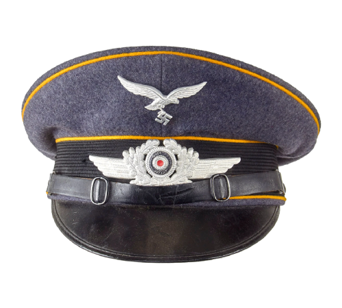 Original WW2 German Unit Marked 1938 Dated Luftwaffe Flight Branch EM/NCO Schirmmütze Visor Cap by Gebrüder Size 57 for Sale