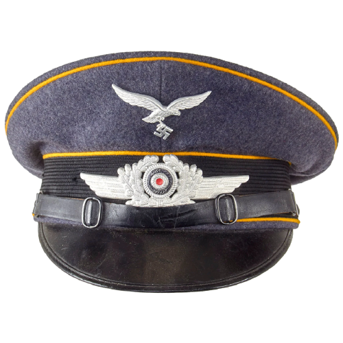 Original WW2 German Unit Marked 1938 Dated Luftwaffe Flight Branch EM/NCO Schirmmütze Visor Cap by Gebrüder Size 57 for Sale