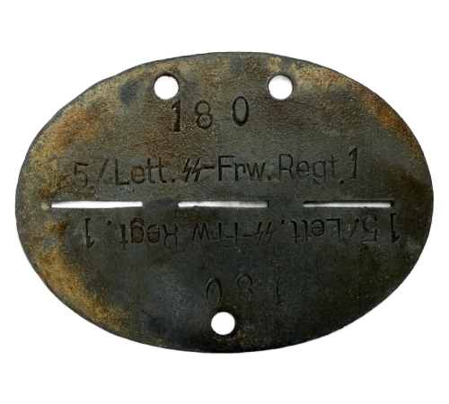 WW2 German Waffen SS/WH Erkennungsmarke Identification Tag Marked 15/Lett.ss-Frw.Regt. Numbered 180