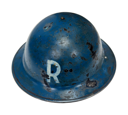 WW2 Original British MK2 Brodie Home Front Rescue Helmet with Leather Liner and Chin Strap For Sale