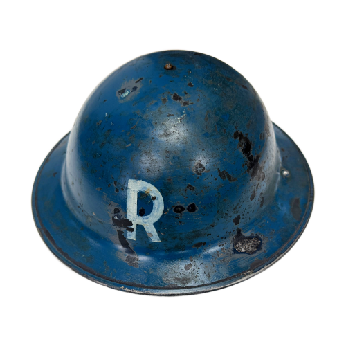 WW2 Original British MK2 Brodie Home Front Rescue Helmet with Leather Liner and Chin Strap For Sale