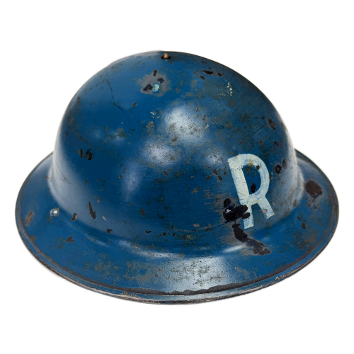 WW2 Original British MK2 Brodie Home Front Rescue Helmet with Leather Liner and Chin Strap (Original) - Photo 5