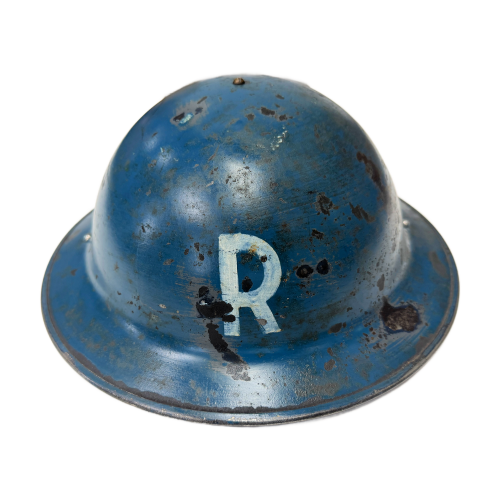 WW2 Original British MK2 Brodie Home Front Rescue Helmet with Leather Liner and Chin Strap (Original) - Photo 4
