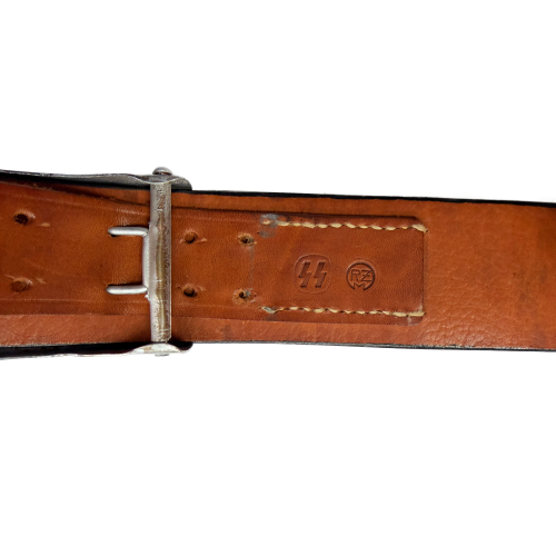 WW2 German Allgemeine SS EM/NCO's RZM Marked Belt Buckle With Black Leather SS/RZM Marked 1943 Belt (Original) - Photo 3
