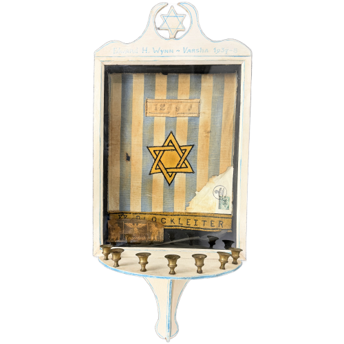 Edward H. Wynn Custom Holocaust-Commemorative Hanukkah Menorah (Hanukkiah) Styled As A Framed Shadowbox Wall Piece (Original) - Photo 9