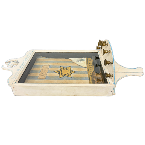 Edward H. Wynn Custom Holocaust-Commemorative Hanukkah Menorah (Hanukkiah) Styled As A Framed Shadowbox Wall Piece (Original) - Photo 10