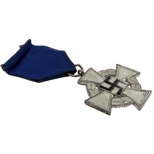 German Original 25-Year Silver National Faithful Service Medal with Ribbon 