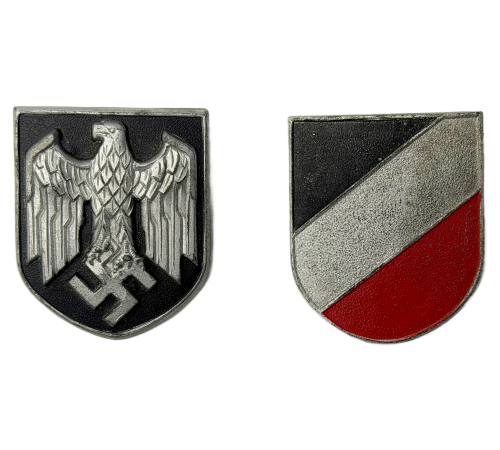 WW2 Original German Heel Pith Helmet Shields Set Marked RK- Rudolf Karneth & Sohn for Sale