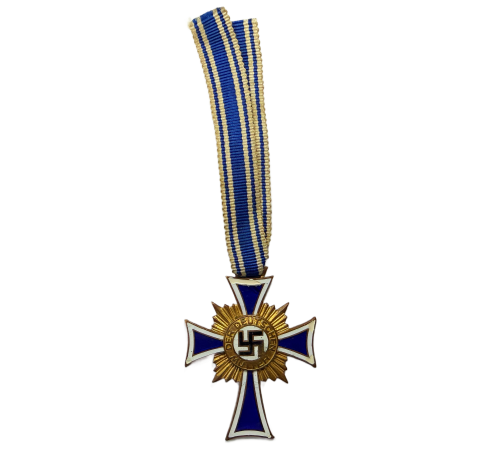 WW2 Original Cross of Honor of the German Mother 1st Class in Gold with Ribbon 