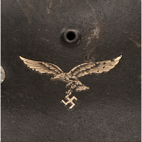 WW2 German WWII Luftwaffe M40 Single Decal Steel Helmet with 55cm Leather Liner Chinstrap Dated 1942, Stamped hkp62 (Original) - Photo 4