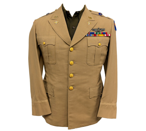 WWII US Army 7th Airborne Officer USAAF Khaki Lieutenant Colonel Dress Jacket, Shirt, Tie and Pants for Sale