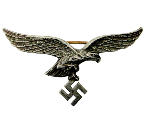 WW2 Original German Third Reich Luftwaffe Offier's Metal Breast Eagle Pin by FA Assmann & Sohne Marked D.R.G.M.