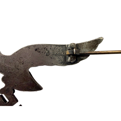 WWII German Luftwaffe Offier's Metal Breast Eagle Pin by FA Assmann & Sohne Marked D.R.G.M.