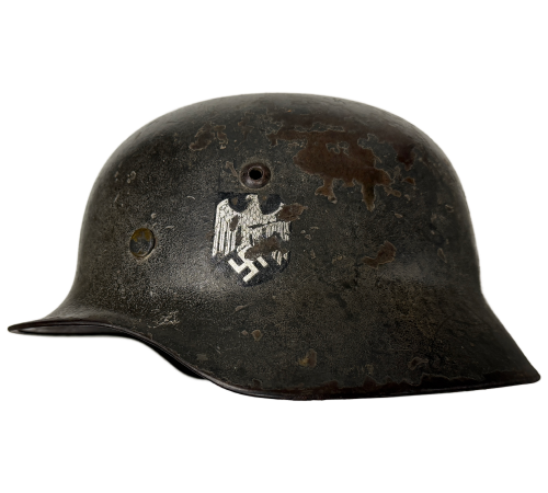 WW2 1942 German M40 Q64 Single Decal Army Heel Helmet By Quist with Leather Liner for sale