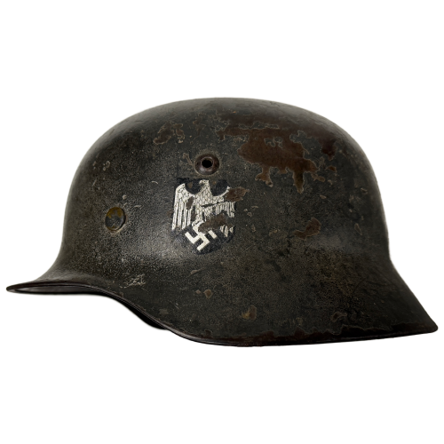 WW2 1942 German M40 Q64 Single Decal Army Heel Helmet By Quist with Leather Liner for sale