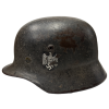 WW2 German M40 Q64 Single Decal Army Heel Helmet Manufactured By Quist with Leather Liner