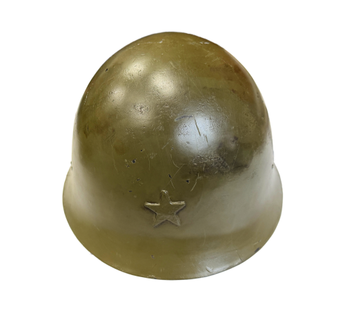 WW2 Original Imperial Japanese Type 90 Helmet with Leather Liner & Cloth Chinstrap for Sale