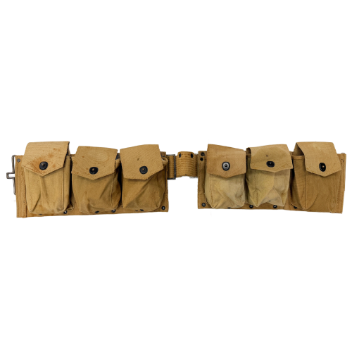 WW2 U.S. M1918 Browning Automatic Rifle (BAR) 2nd Assistant Gunner 6-Pocket Khaki Canvas Magazine Belt made by Plant Bros. & Co. (Original) - Photo 6