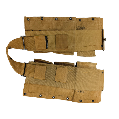 WW2 U.S. M1918 Browning Automatic Rifle (BAR) 2nd Assistant Gunner 6-Pocket Khaki Canvas Magazine Belt made by Plant Bros. & Co. 